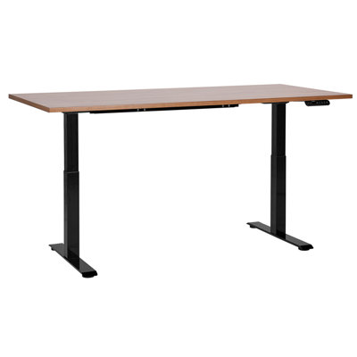 Electric Adjustable Standing Desk 160 x 72 cm Dark Wood and Black DESTINES