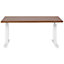 Electric Adjustable Standing Desk 160 x 72 cm Dark Wood and White DESTINES