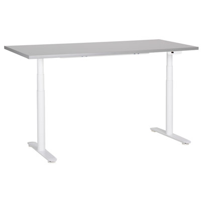 Electric Adjustable Standing Desk 160 x 72 cm Grey and White DESTINAS