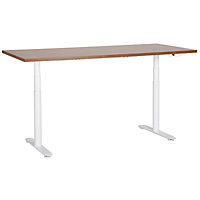 Electric Adjustable Standing Desk 180 x 80 cm Dark Wood and White DESTINAS