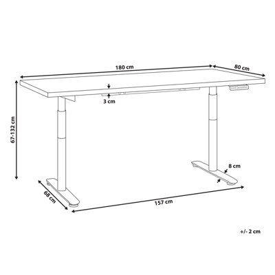 Electric Adjustable Standing Desk 180 x 80 cm Dark Wood and White DESTINAS