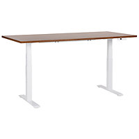 Electric Adjustable Standing Desk 180 x 80 cm Dark Wood and White DESTINES