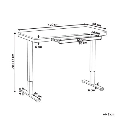 Electric Adjustable Standing Desk PENLY 120 cm x 60 cm with USB Port ...
