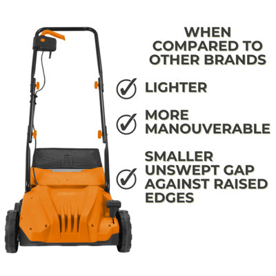 Electric Artificial Grass Brush Sweeper - Compact, Height Adjustable, 10m Cable, Large Collection Bag