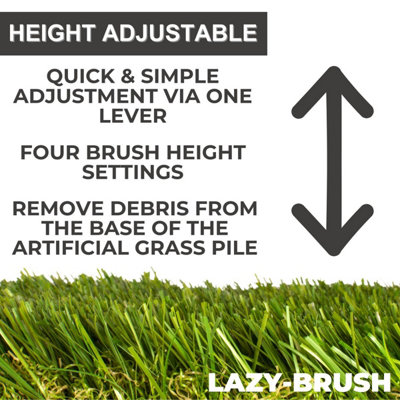 Electric Artificial Grass Brush Sweeper - Compact, Height Adjustable, 10m Cable, Large Collection Bag
