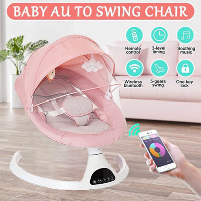 Electric Baby Swing Infant Cradle Bouncer Rocker Chair Music Remote Pink