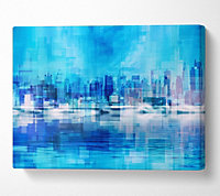 Electric Blue City Canvas Print Wall Art - Medium 20 x 32 Inches