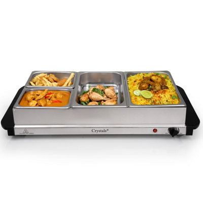Electric Buffet Food Warmer Server 4 Tray Hot Plate with Adjustable Temperature Ideal for Parties & Events