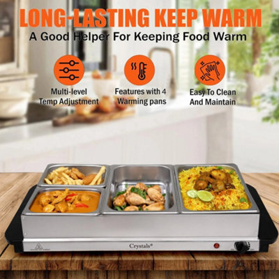 ELECTRIC BUFFET SERVER ADJUSTABLE TEMPERATURE FOOD WARMER 4 TRAY ...