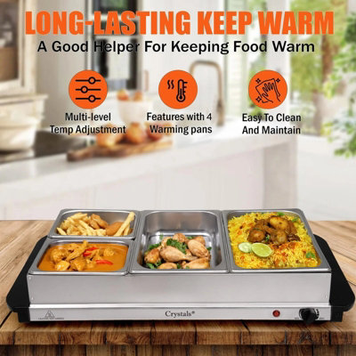 Electric Buffet Server Food Warmer with Adjustable Temperature 4 Tray ...