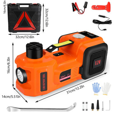 Electric Car Jack with Tire Inflator Pump 5 Ton 12V Hydraulic Car Jack Lift