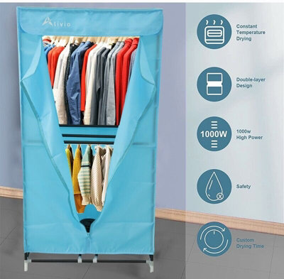 Electric Clothes Dryer 3-Tier Foldable Clothes Airer Warm Air Drying  Wardrobe