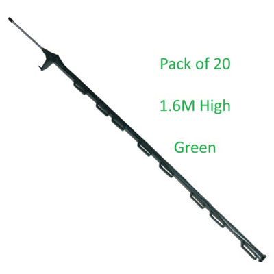 Electric Fence Poly Posts 1.6M X 20 (Green Fencing Stake Plastic 1600MM)