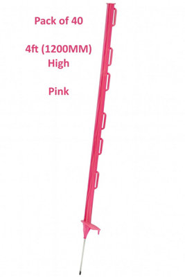 Electric Fence Poly Posts 4ft Pink - Pack of 40 (Fencing Stake Plastic ...