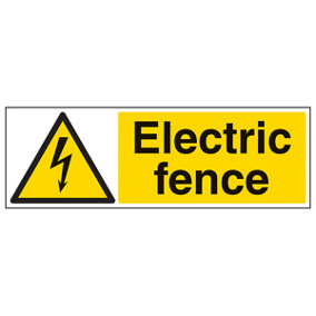 Electric Fence Warning Electrical Sign - Rigid Plastic 300x100mm (x3)