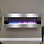 Electric Fire Fireplace Wall Mounted Heater  6 Flame Color Adjustable With Remote Control 50 Inch
