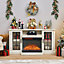 Electric Fire Suite 3 Sided Fireplace Heater with White Surround Set, Fireplace TV Stand Overall size 59 Inch