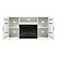 Electric Fire Suite 3 Sided Fireplace Heater with White Surround Set, Fireplace TV Stand Overall size 59 Inch