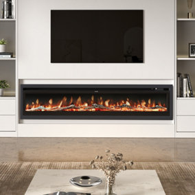 Electric Fire Wall Mounted Wall Inset Or Freestanding Fireplace 9 Flame Colours with Remote Control 100 Inch