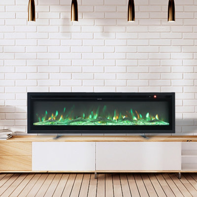 Electric Fire Wall Mounted Wall Inset Or Freestanding Fireplace 9 Flame Colours with Remote Control 80 Inch