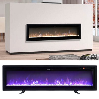 Electric Fire Wall Mounted Wall Inset or Freestanding Fireplace Heater 9 Flame Colors Adjustable 40 Inch