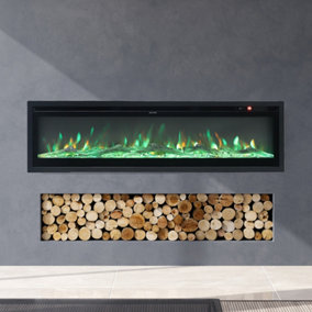 Electric Fire Wall Mounted Wall Inset or Freestanding Fireplace Heater 9 Flame Colors Adjustable 50 Inch