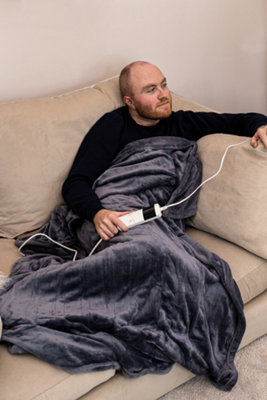 Electric Fleece Throw Blanket Grey