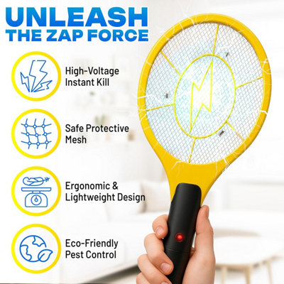 Electric Fly Zapper Racket Battery Mosquito Insect Swatter Portable ...