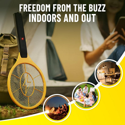 Electric Fly Zapper Racket Battery Mosquito Insect Swatter Portable ...