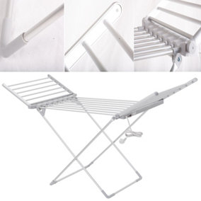 Electric Folding Heated Clothes Airer Drying Horse Rack Washing Laundry Dryer
