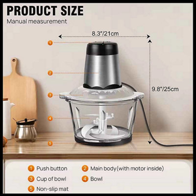 Electric Food Chopper Small Food Processor Meat Grinder Dicer Mixer ...