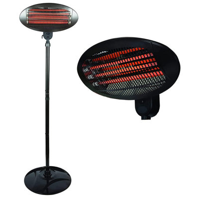 Electric Garden Heater Patio Free Standing or Wall Mounted 2KW Heater with 3 Heat Settings