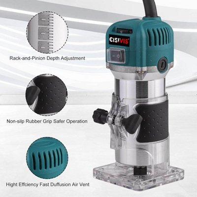 Electric Hand Router Trimmer 1200W Laminate Woodworking Tool UK