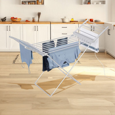 Electric Heated Clothes Dryer Folding Energy-Efficient Indoor Airer Wet  Laundry Drying Horse Rack-Floor-Standing