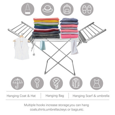 Electric Heated Clothes Airer Folding Laundry Clothes Dryer Portable Heat Rack