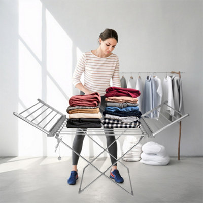Electric Heated Clothes Airer Folding Laundry Clothes Dryer Portable Heat Rack - 3