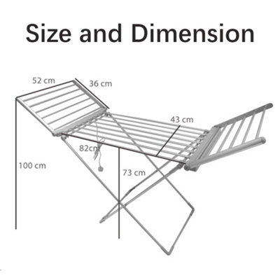Electric Heated Clothes Airer Folding Laundry Clothes Dryer Portable Heat Rack - 4