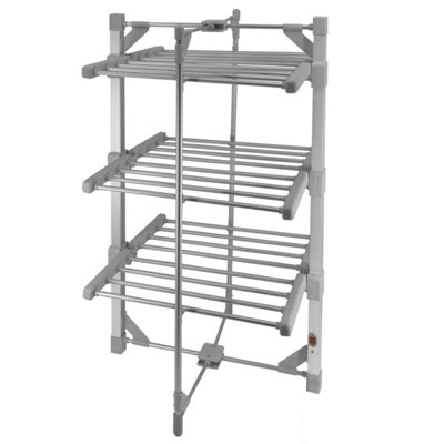 Electric Heated Clothes Airer With Cover Tier Dryer Rack Indoor