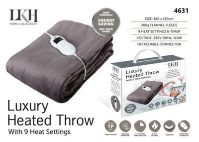 Electric Heated Throw Over Blanket Dark Grey Flannel DIY at B&Q