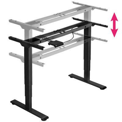 Electric height-adjustable computer desk base (60-125cm tall, dual motor and 3 memory settings) - black