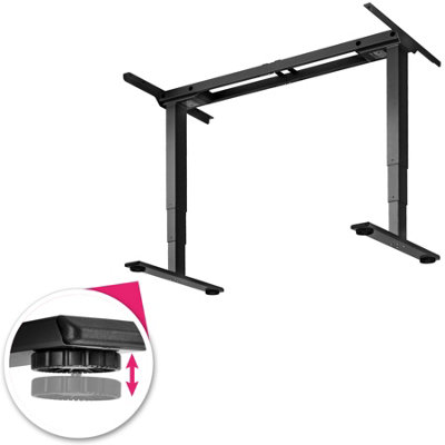Electric height-adjustable computer desk base (60-125cm tall, dual motor and 3 memory settings) - black