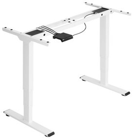 Electric height-adjustable computer desk base (60-125cm tall, dual motor and 3 memory settings) - white
