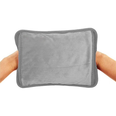 RECHARGEABLE HOT WATER BOTTLE ELECTRIC SOFT WARMER BELT PLUSH GREY BACK STOMACH