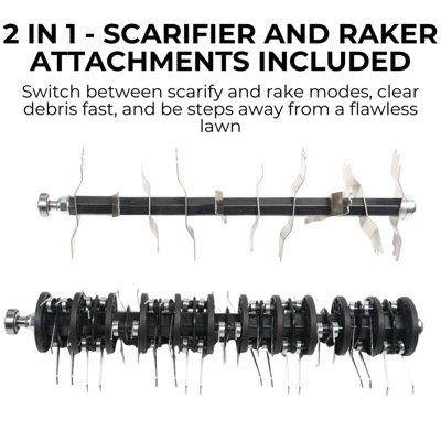 Electric Lawn Scarifier & Raker 2 in 1, 1800W, 36cm Working Width, 5 ...
