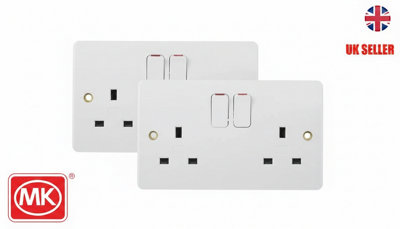 Electric Logic Plus 2 Gang Double Pole Switched Plug Socket White