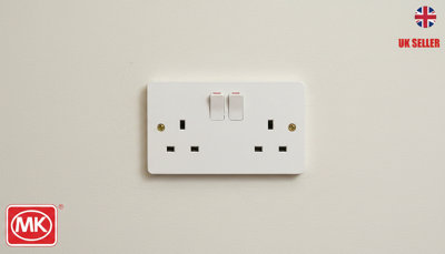 Electric Logic Plus 2 Gang Double Pole Switched Plug Socket White