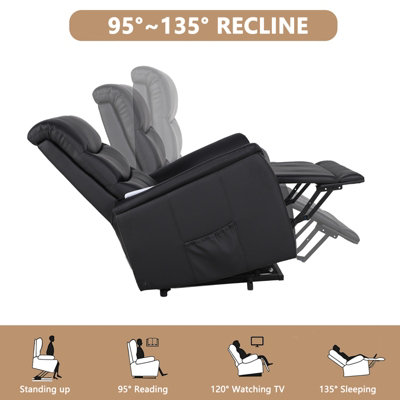 Electric Massage Chair, Motor Riser Recliner Lift Chair with Heat & 8 Point Vibration Massage Sofa - Black