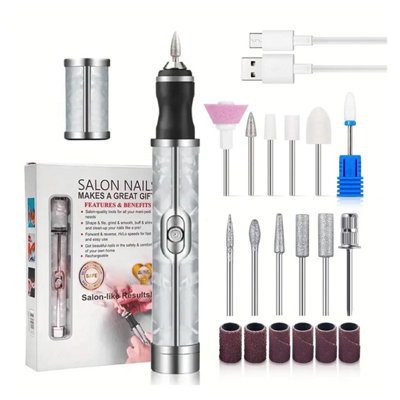 Electric Nail File Thick Toenails 4 Speeds Cordless Acrylic Nail Tool ...