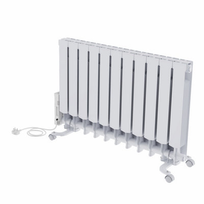 Electric Oil Filled Radiator WiFi Timer Portable Wall Mounted Thermostat Heater White 2000W