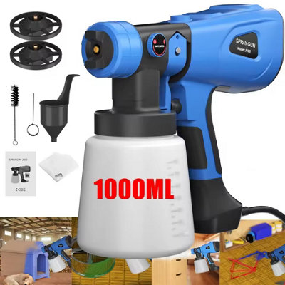 Electric Paint Sprayer, 3 Patterns, 1000ml Tank, Handheld Spray Gun